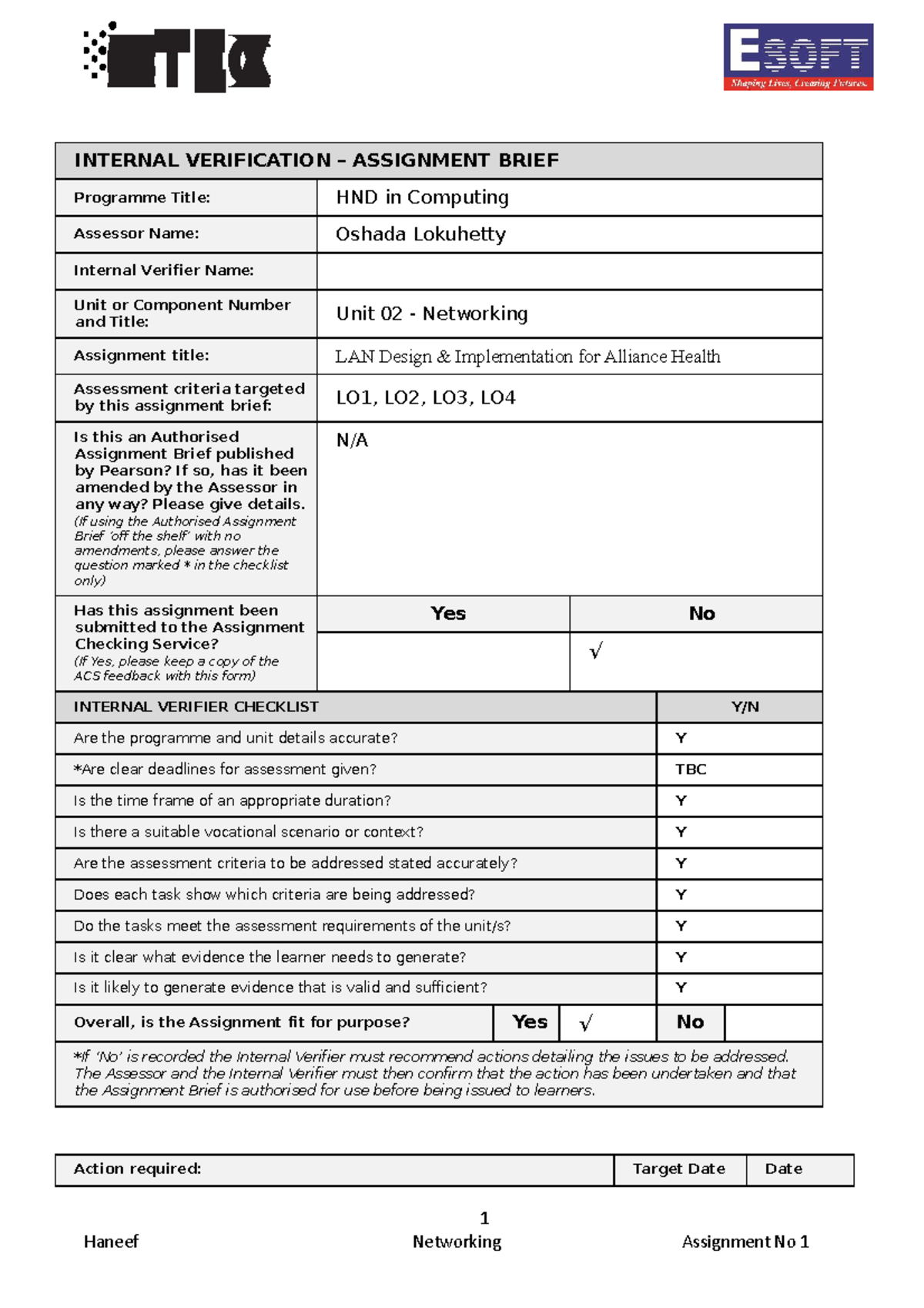 Unit 02 Networking assignment 01 - INTERNAL VERIFICATION – ASSIGNMENT ...