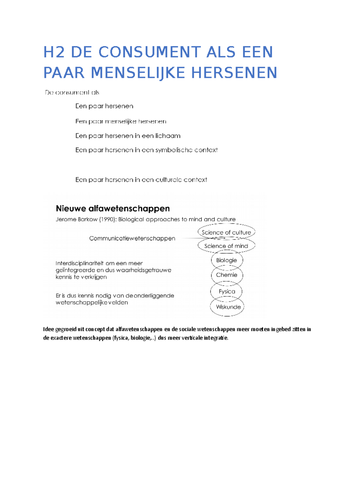 H2 de consument als een paar menselijke hersenen H2 DE CONSUMENT ALS EEN PAAR MENSELIJKE