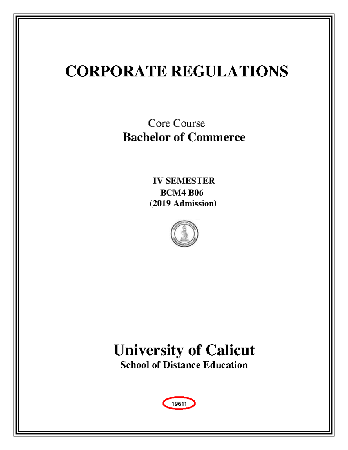 BCom Corporate Regulations - CORPORATE REGULATIONS Core Course Bachelor ...