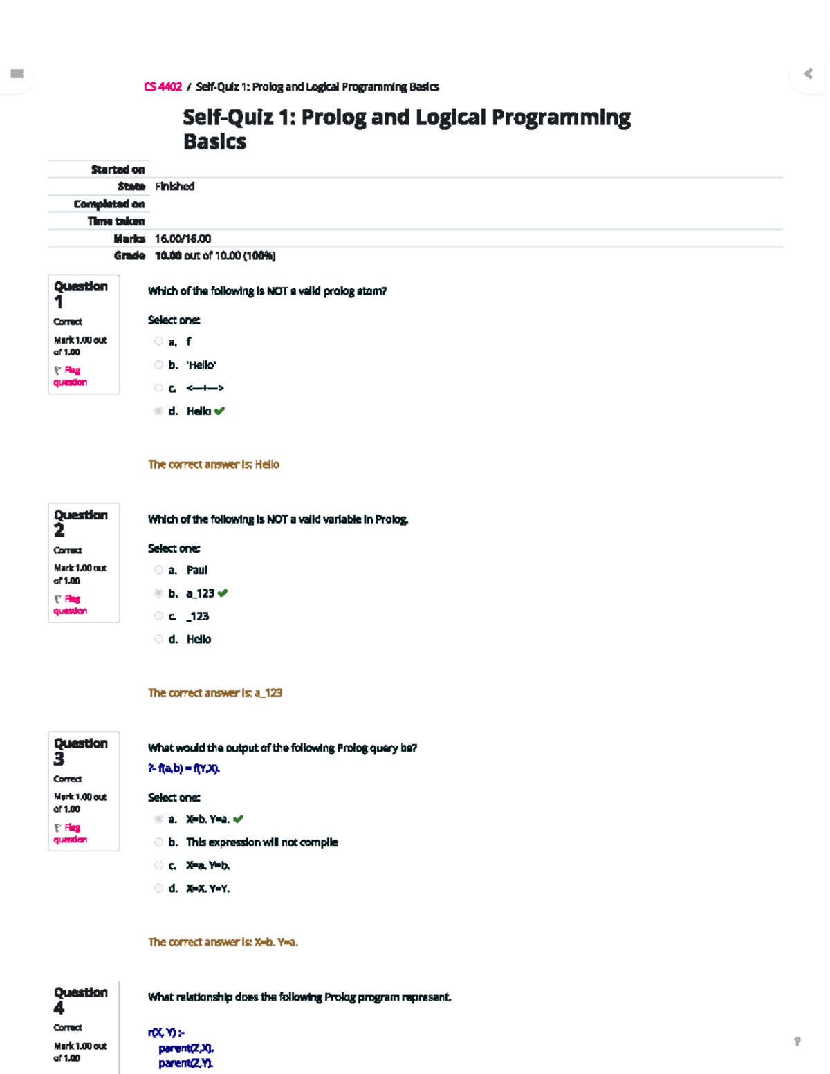 First quiz unit 1 - CS 4402 - Studocu