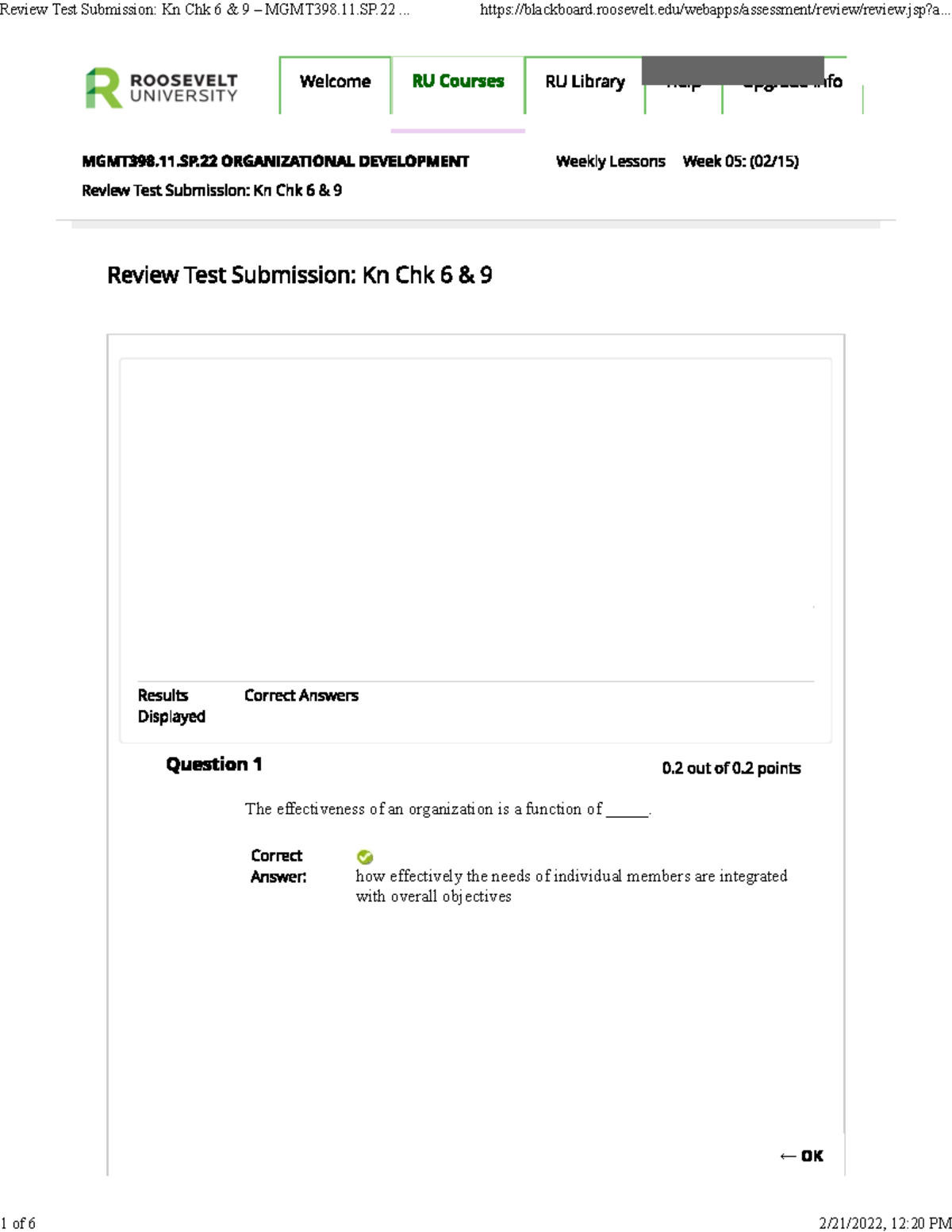 OD 6 And 9 Knowledge Test 1 The Effectiveness Of An Organization Is A