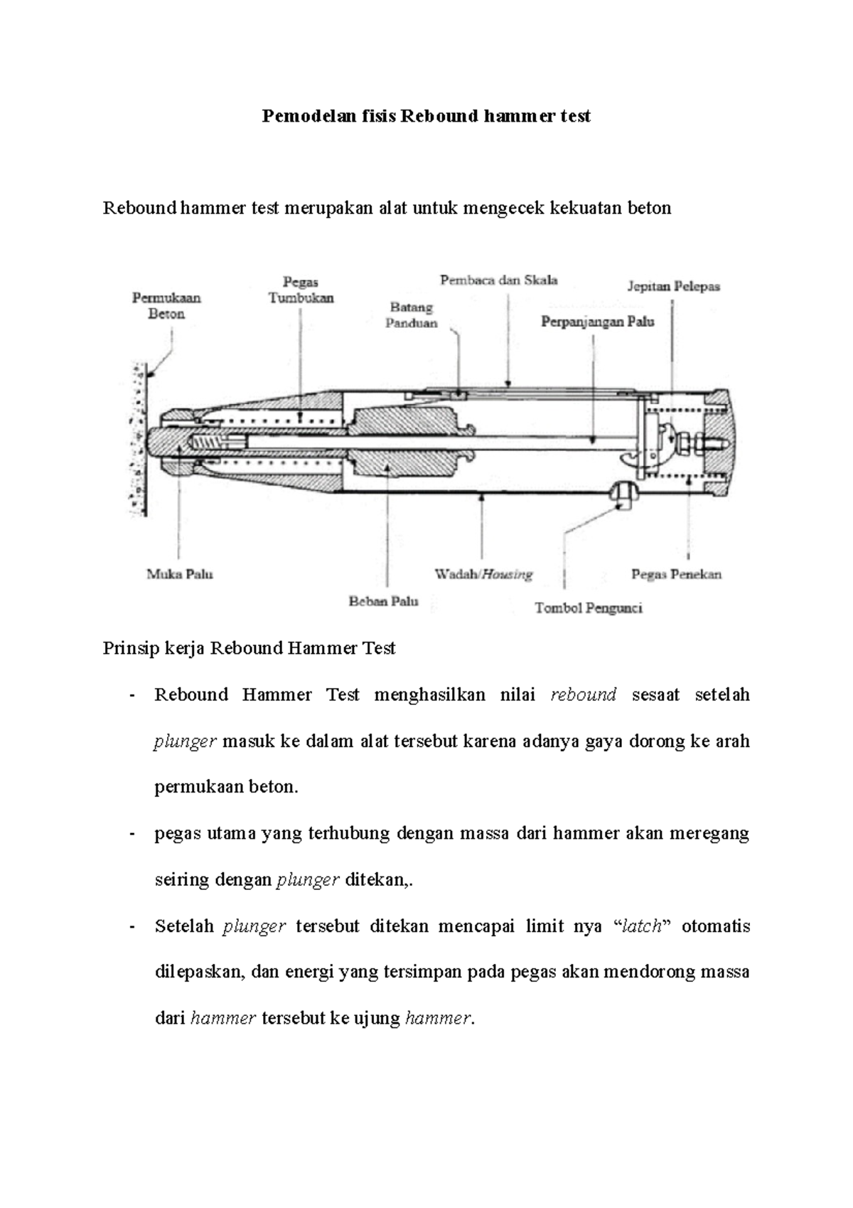 Elka1 hammer test Pemodelan fisis Rebound hammer test Rebound hammer