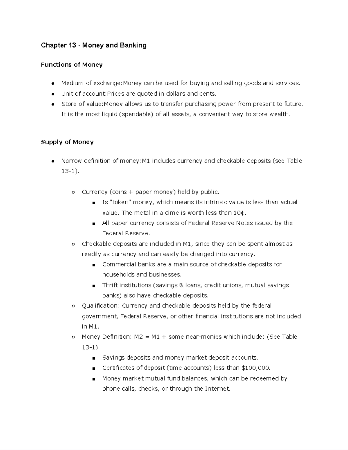 Chapter 13 Money and Banking Chapter 13 Money and Banking