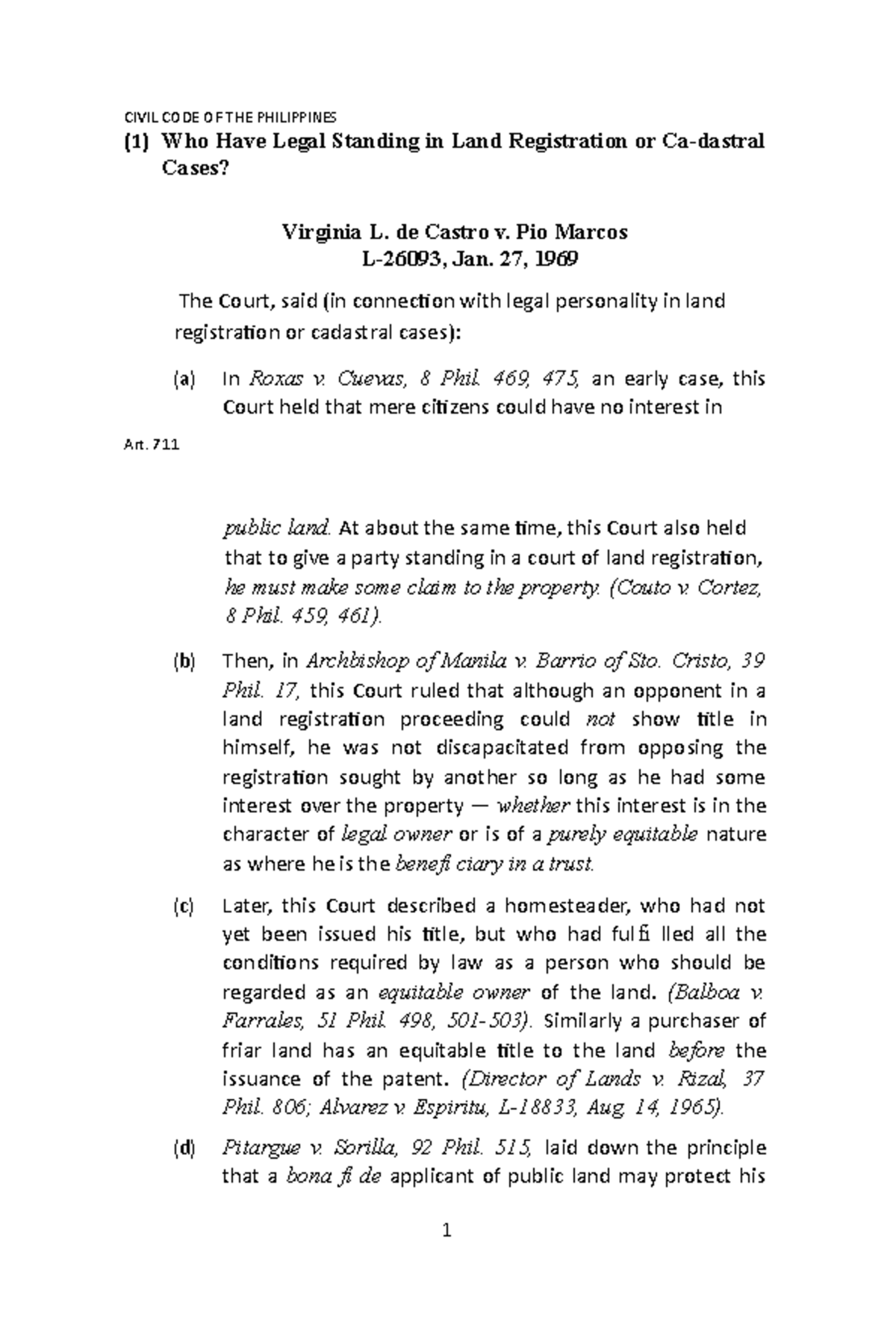 Property law m189 (1) Who Have Legal Standing in Land Registration or