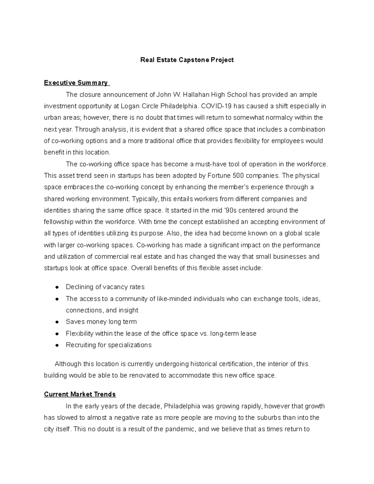 executive summary capstone project