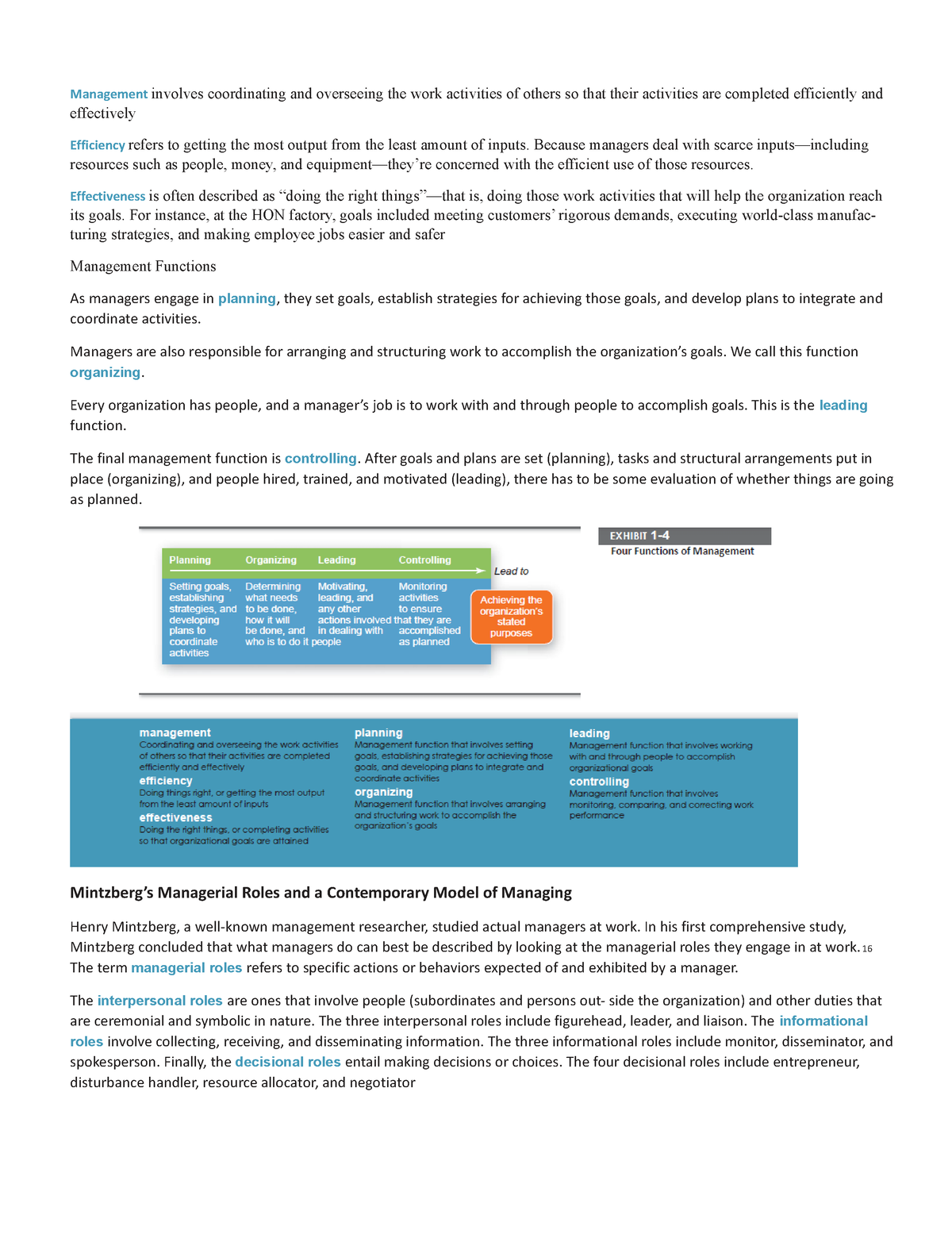 Management Notes - Management involves coordinating and overseeing the ...