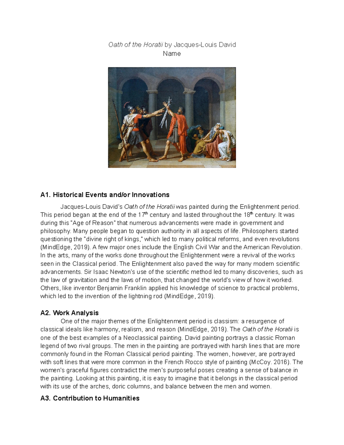 Task 1 - Detailed observation/analysis of a painting for task 1. - Oath ...