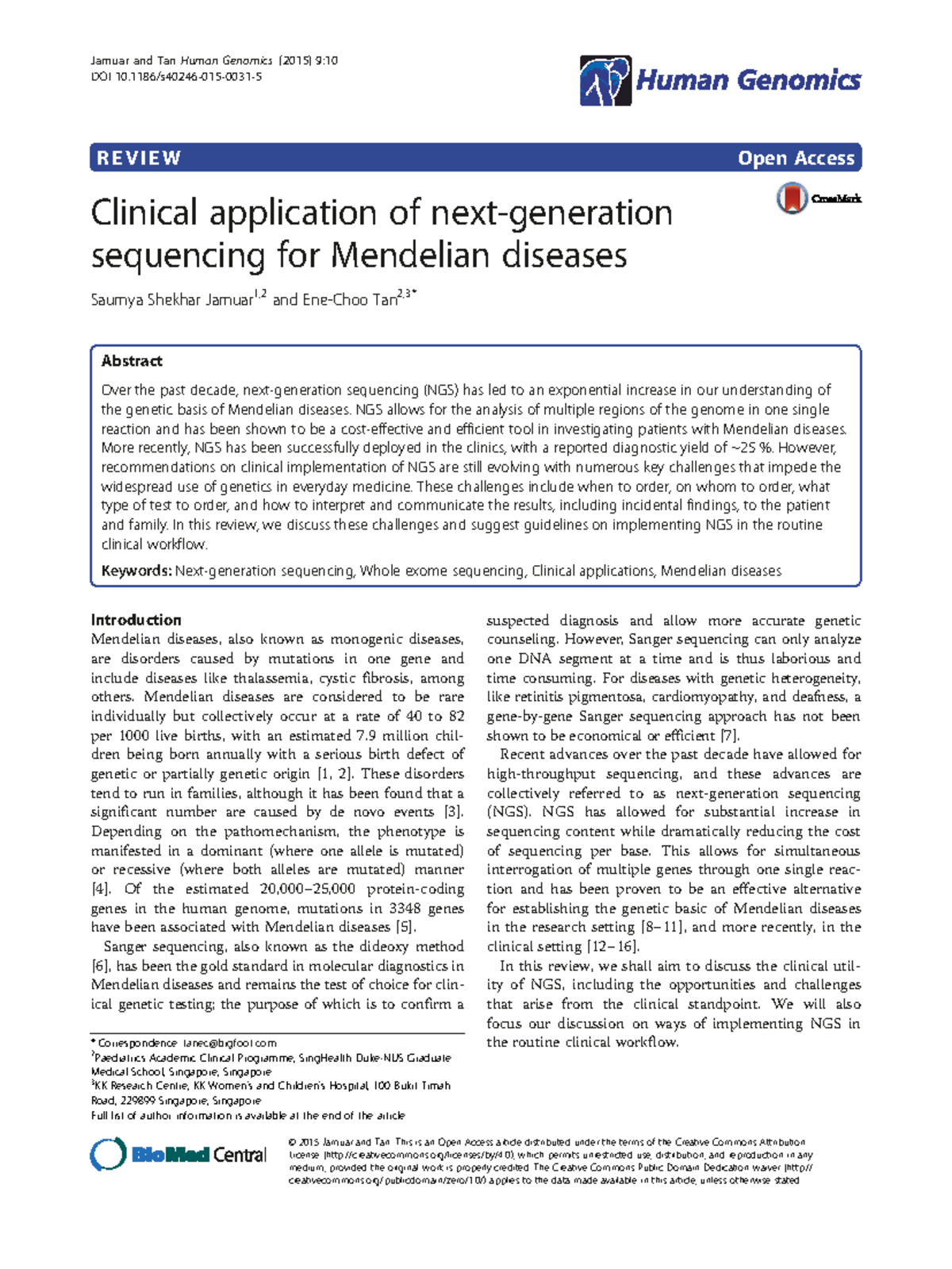 Clinical application of next generation sequencing for mendelian ...