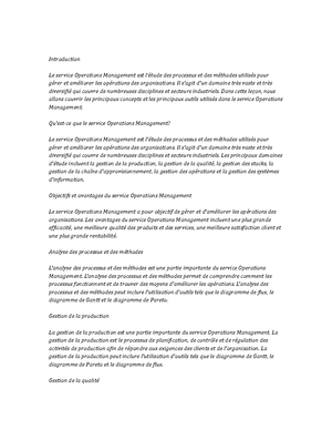 Operations Strategy note study - Introduction à la Stratégie d ...