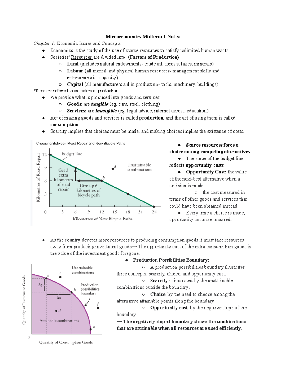 Ragan Econ 208 lecture notes - Microeconomics Midterm 1 Notes Chapter 1 ...