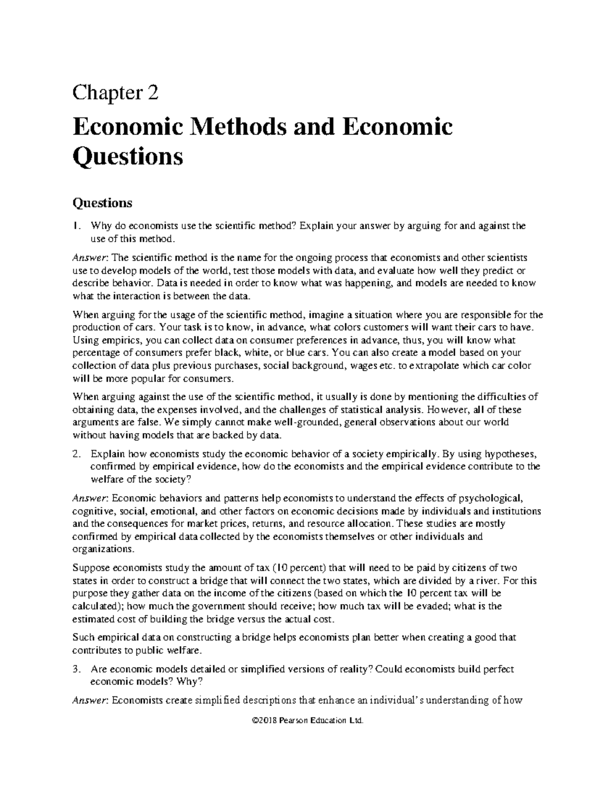 Ch02 Solution - Chapter 2 Economic Methods And Economic Questions ...