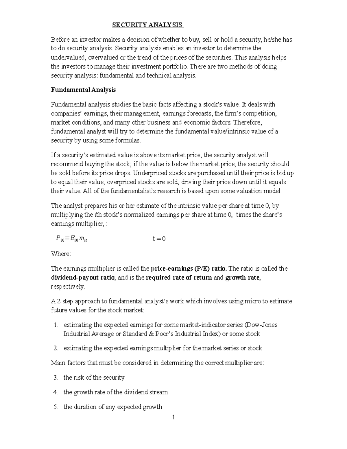 Security Analysis - SECURITY ANALYSIS Before an investor makes a ...