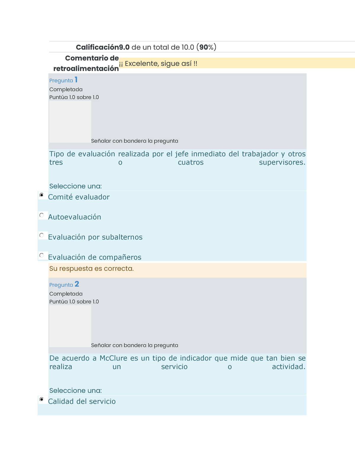 Semana 4 Evaluación E Indicadores Del Desempeño - CalificaciÛn9 De Un ...