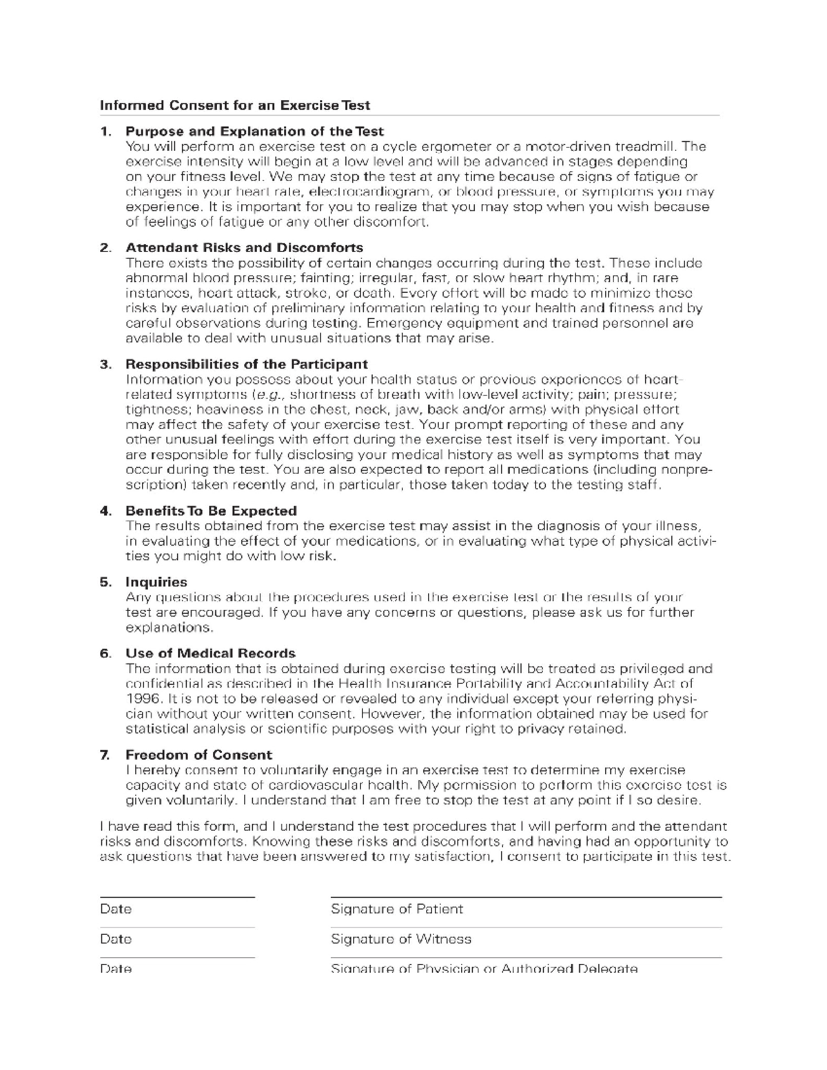 Informed Consent for Fitness Test Participation 1 - MGMT 4110 - Studocu