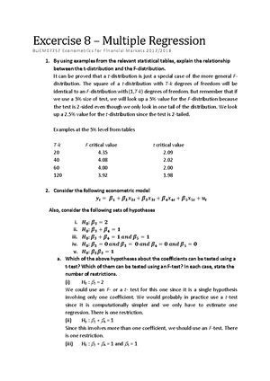 7 - Regression Analysis - Explain with the use of equations, the ...