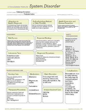 Week 4 System Disorder Nur 4 - ACTIVE LEARNING TEMPLATES THERAPEUTIC ...