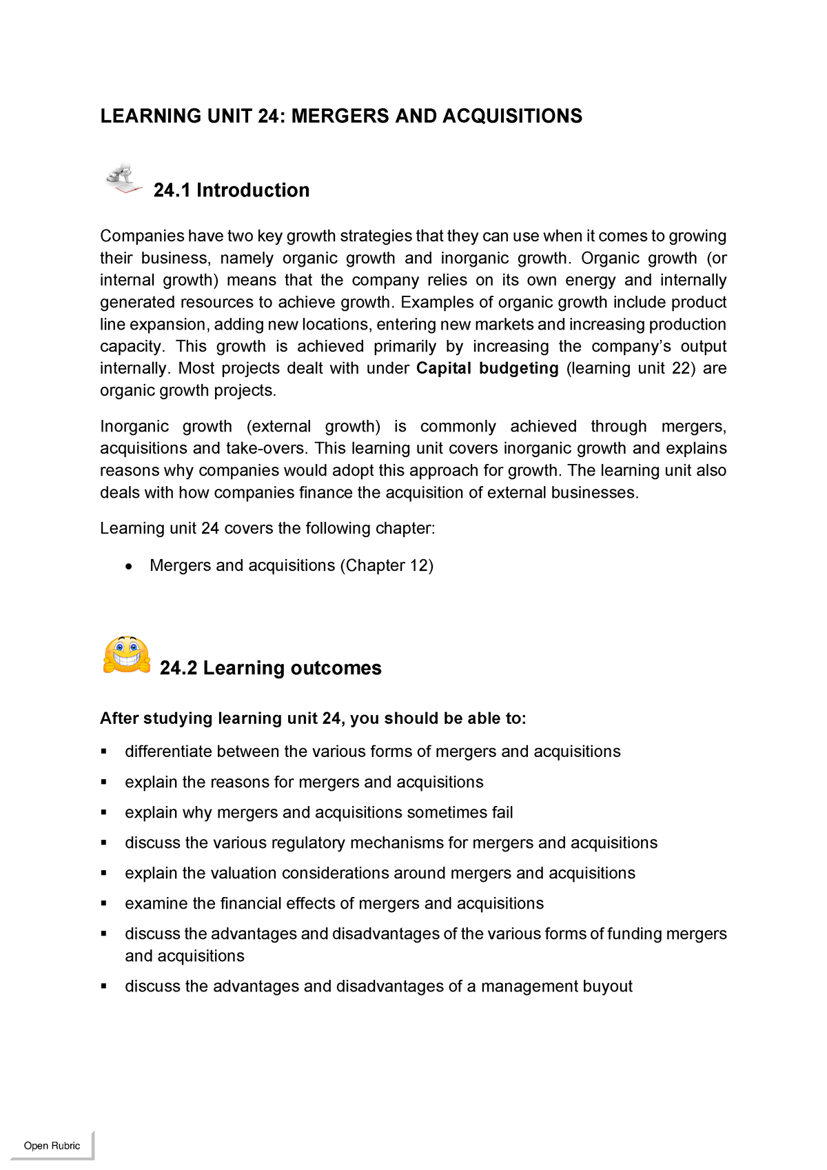 MAC3761 LU24 Mergers AND Acquisitions LEARNING UNIT 24 MERGERS AND   Thumb 1200 1697 