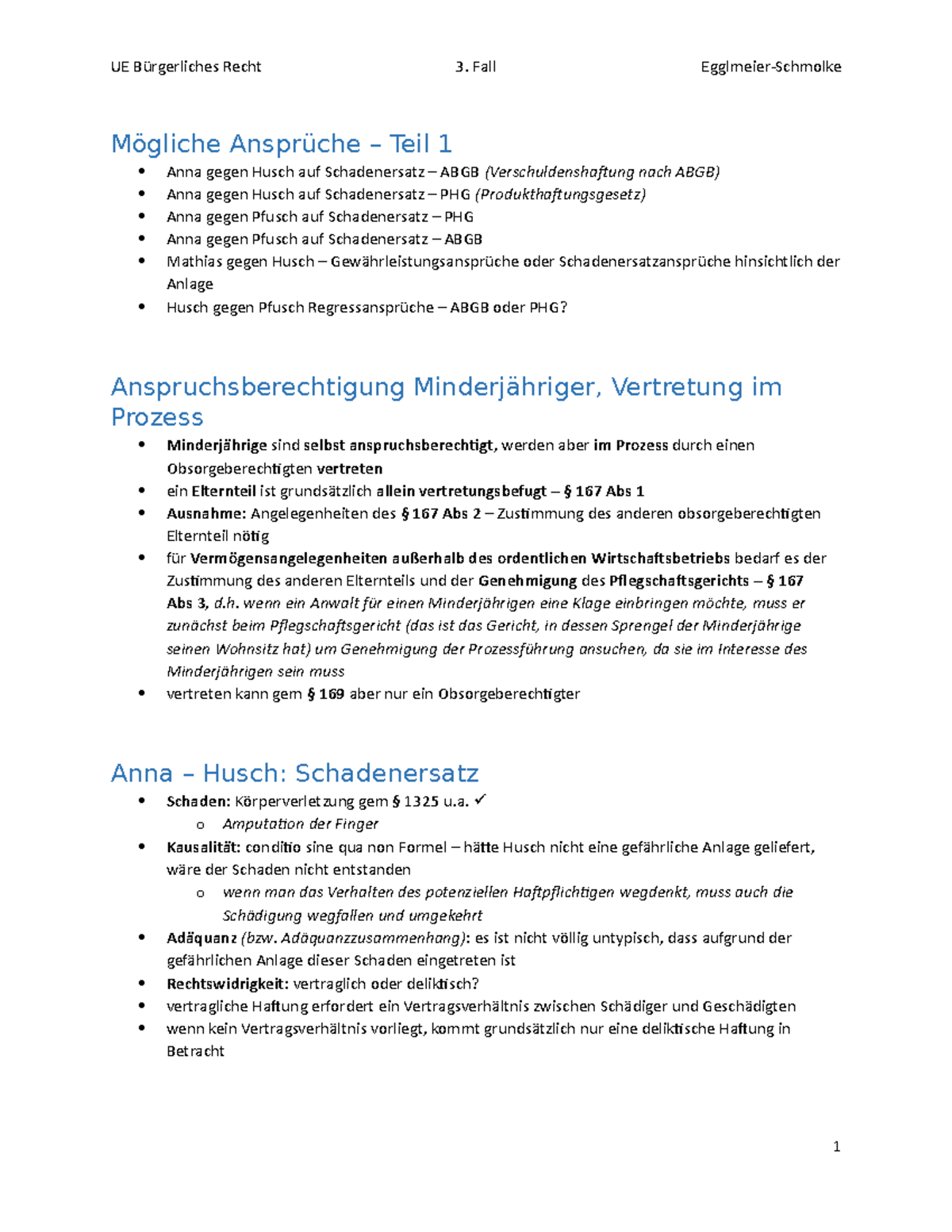 Prof. Dr. Barbara Egglmeier-Schmolke, WS 2020 21 - 3. Fall - Mögliche ...