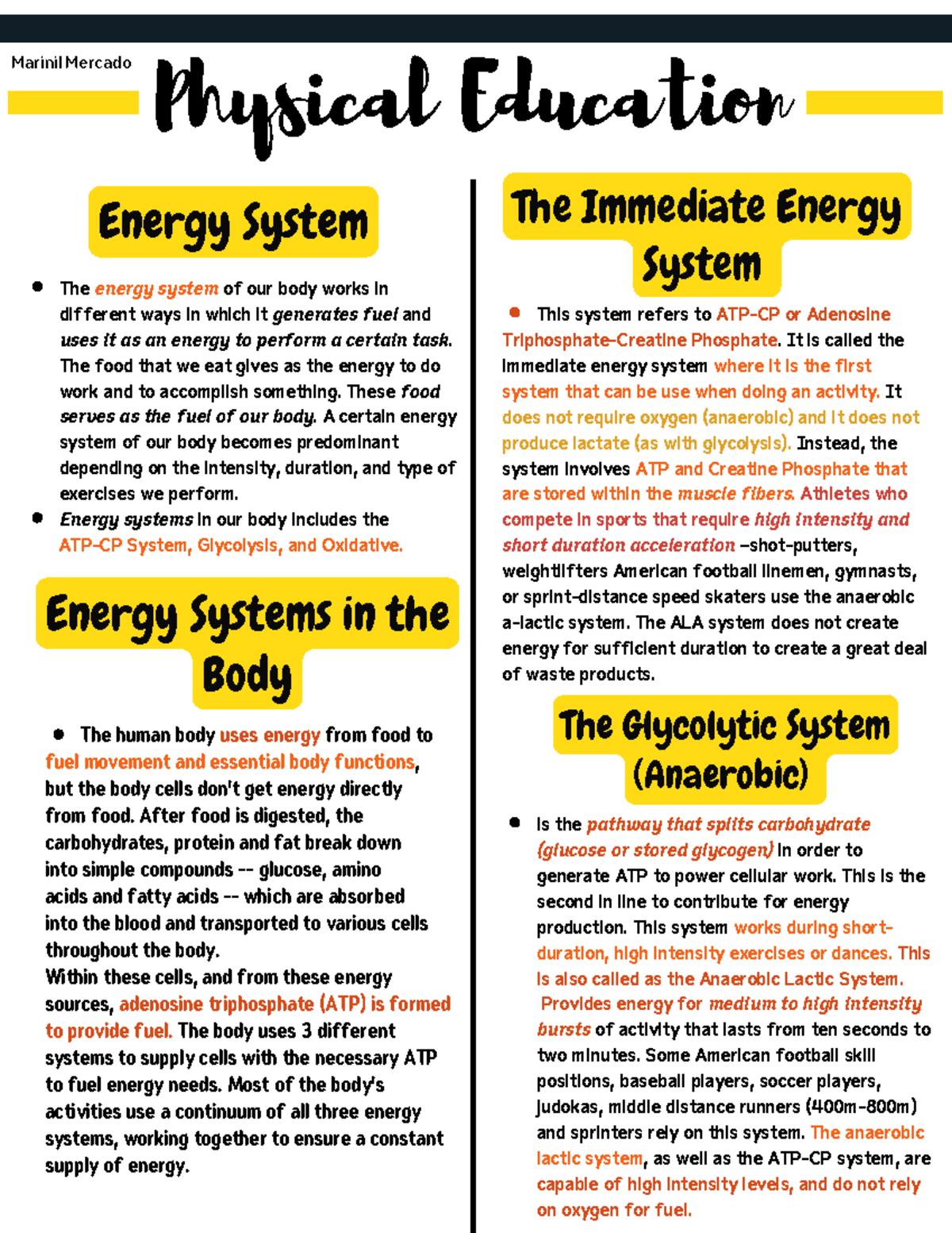 3 Types Of Energy System In Physical Education Pdf