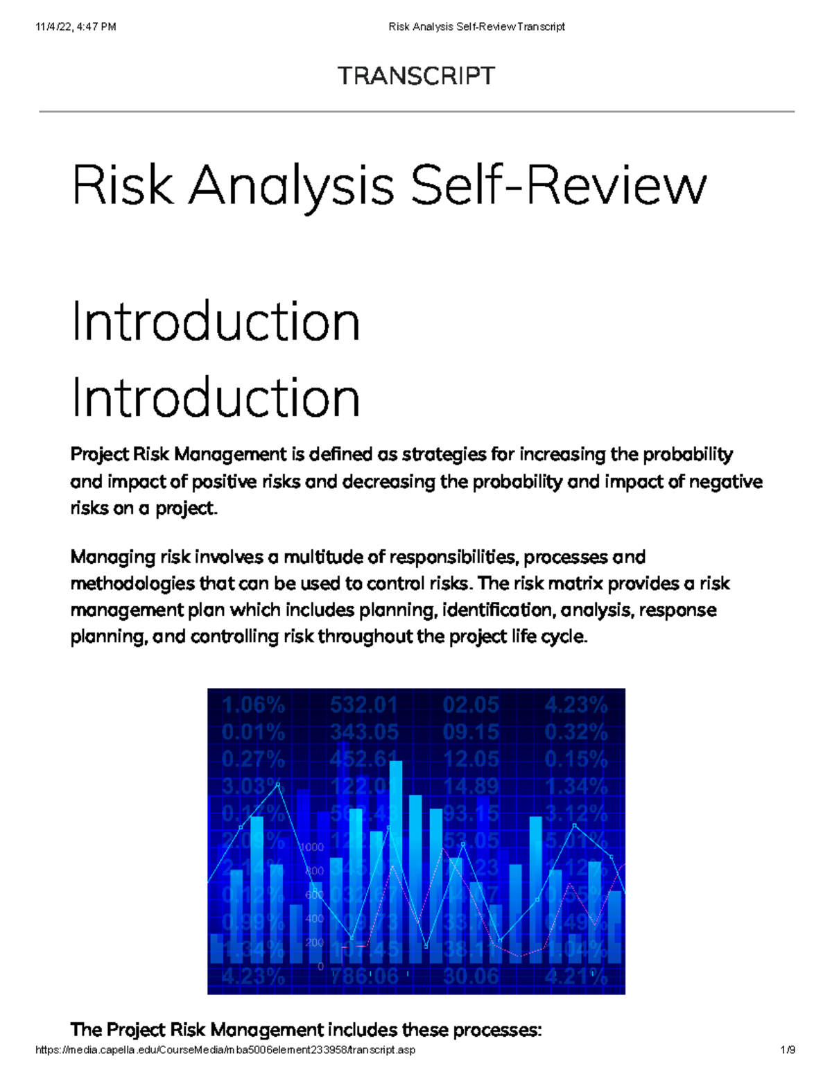 Activity Risk Analysis Self-Review - Transcript - TRANSCRIPT Risk ...