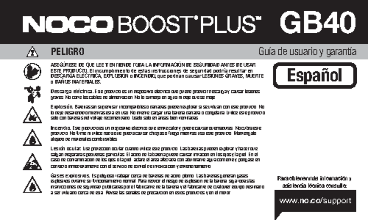 Manual EN Español GB40 GB40ES PELIGRO Guía de usuario y garantía