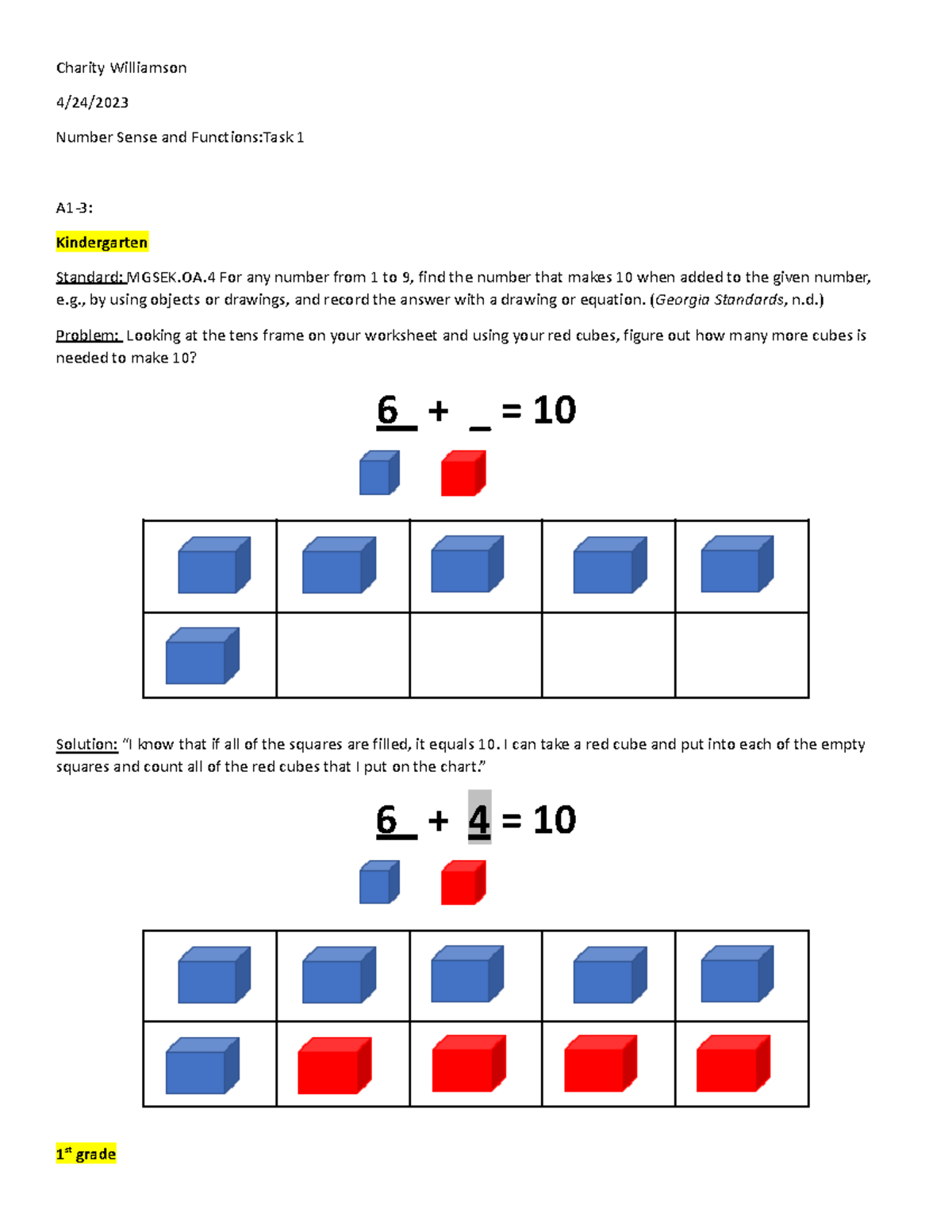 C.Williamson Number Sense and Functions Task1.docx - Charity Williamson ...