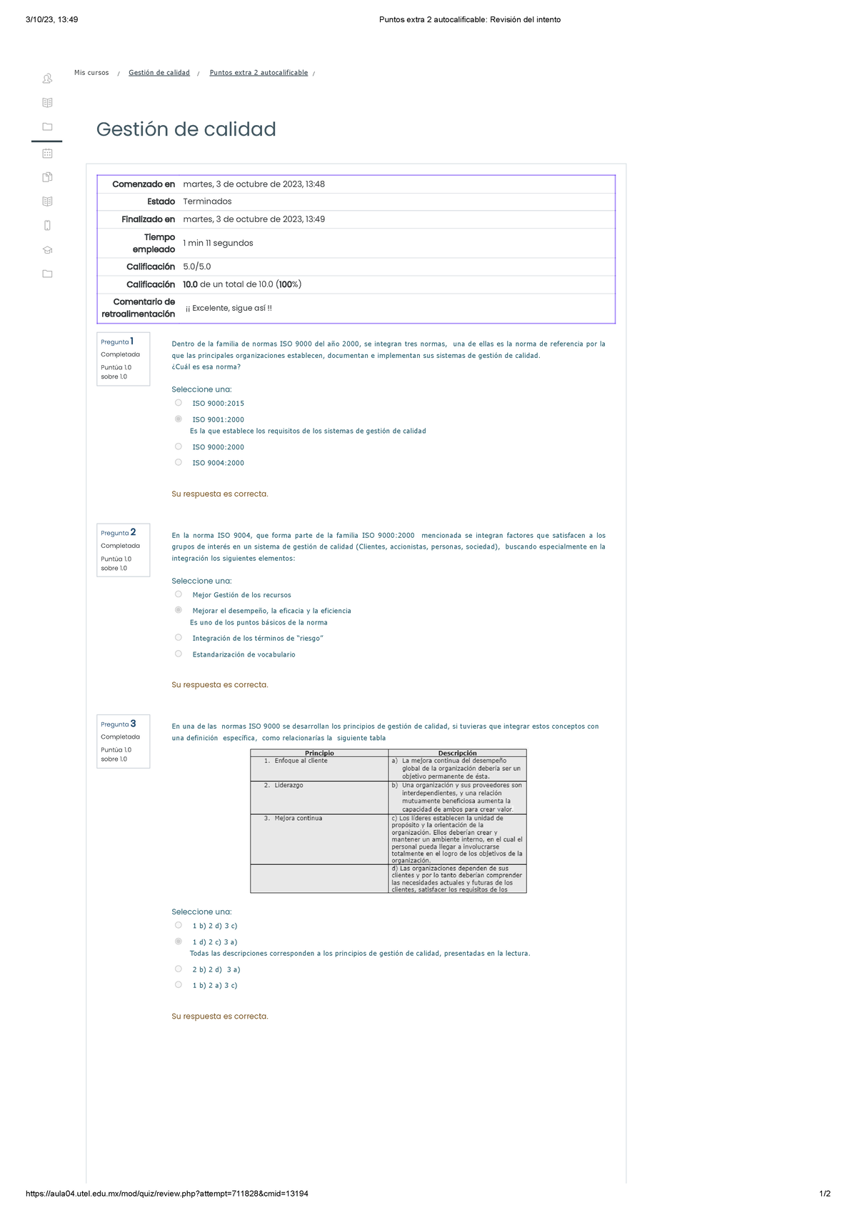 Puntos Extra 2 Autocalificable Gestion De Calidad - 3/10/23, 13:49 ...