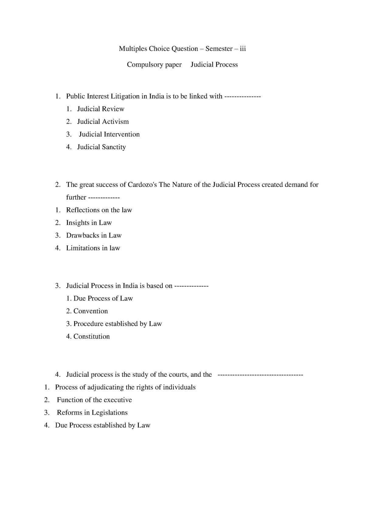 mcqs-judicial-process-multiples-choice-question-semester-iii