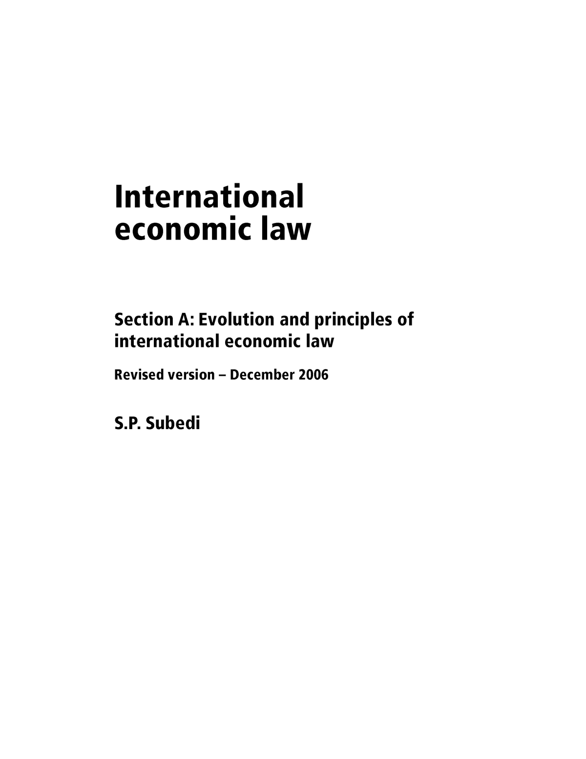 What Is International Economic Law Pdf