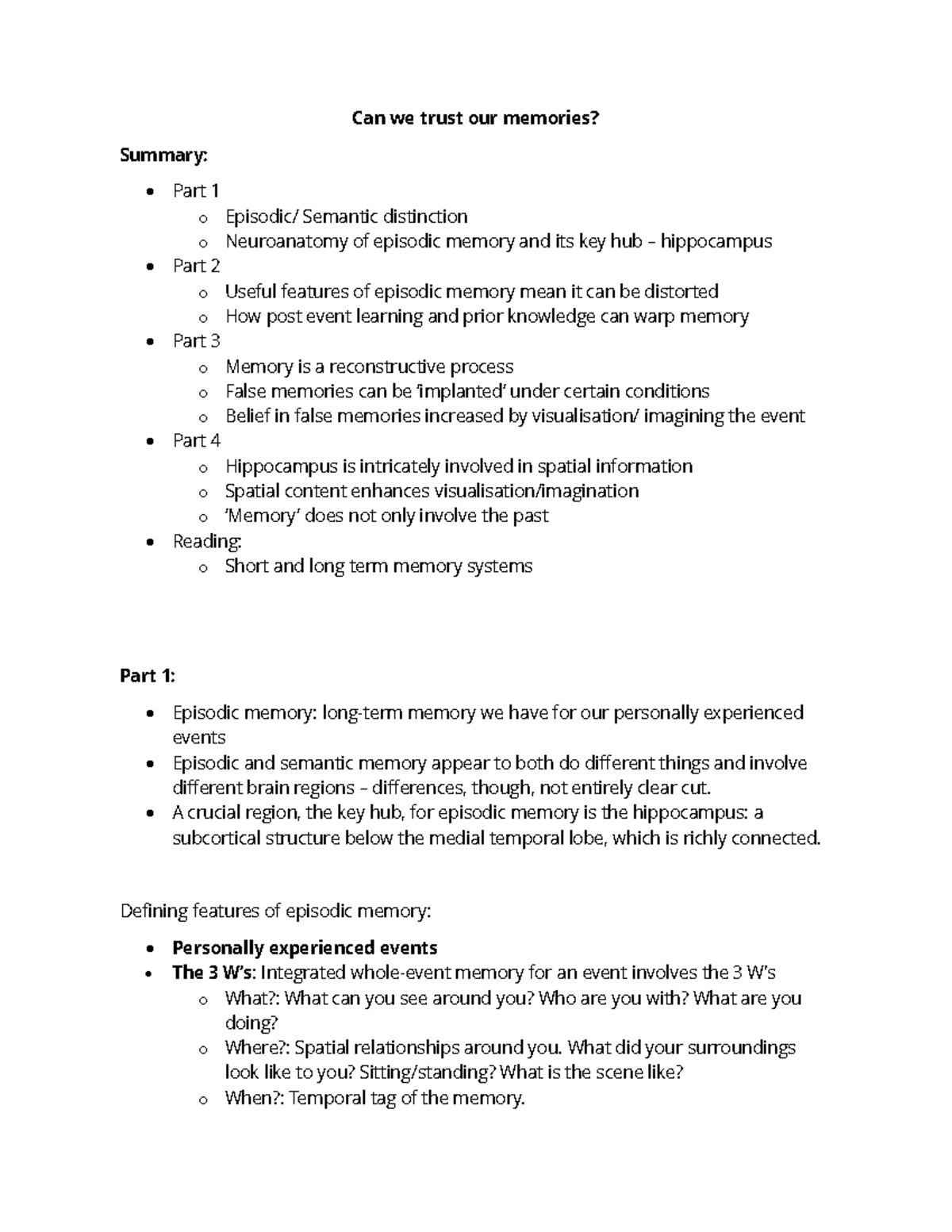 DW Topic 1 Distortions in memory Lecture Notes - Can we trust our ...