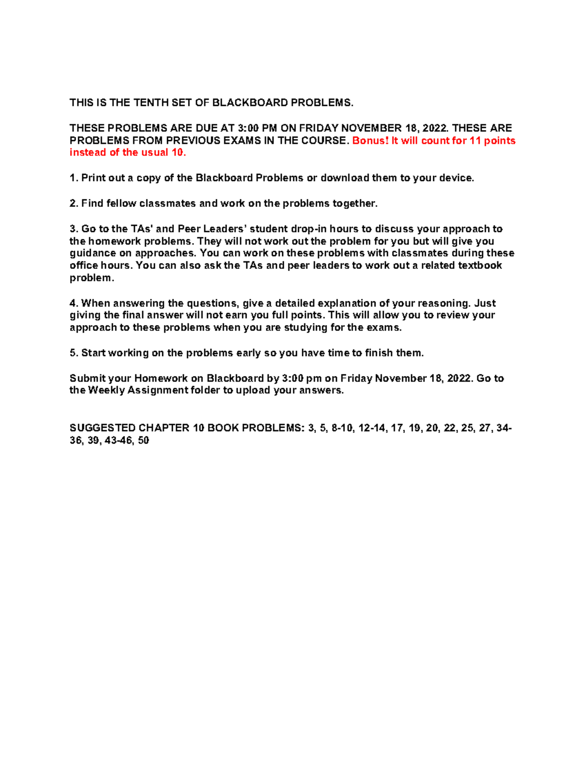 Genetics 10 - LAST ASSIGNMENT - THIS IS THE TENTH SET OF BLACKBOARD ...