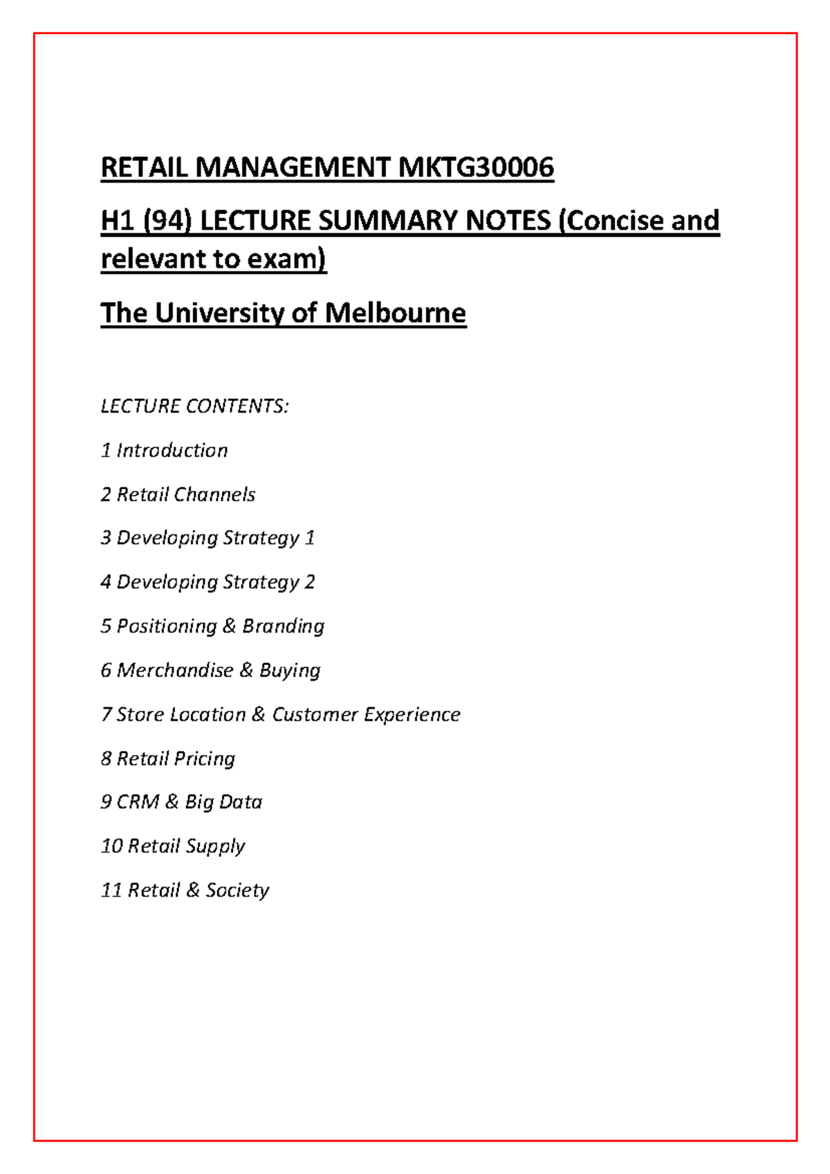 Retail Management Notes - Warning: TT: undefined function: 32 RETAIL ...
