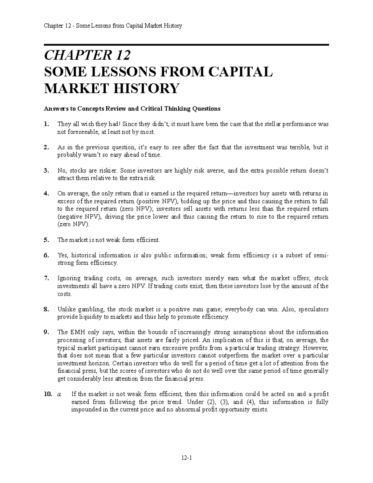 Chap012 - Finance Notes - CHAPTER 12 SOME LESSONS FROM CAPITAL MARKET ...