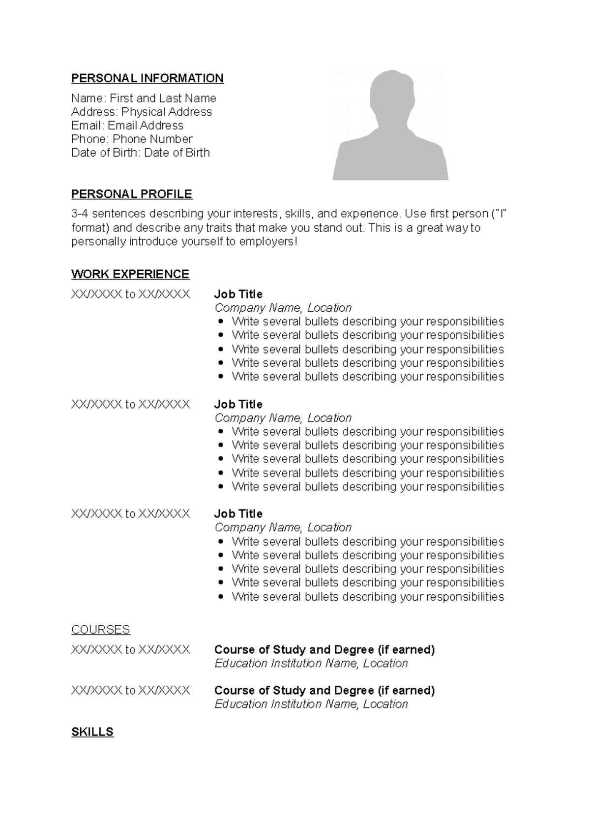 Cv-template - it helps everyone - PERSONAL INFORMATION Name: First and ...