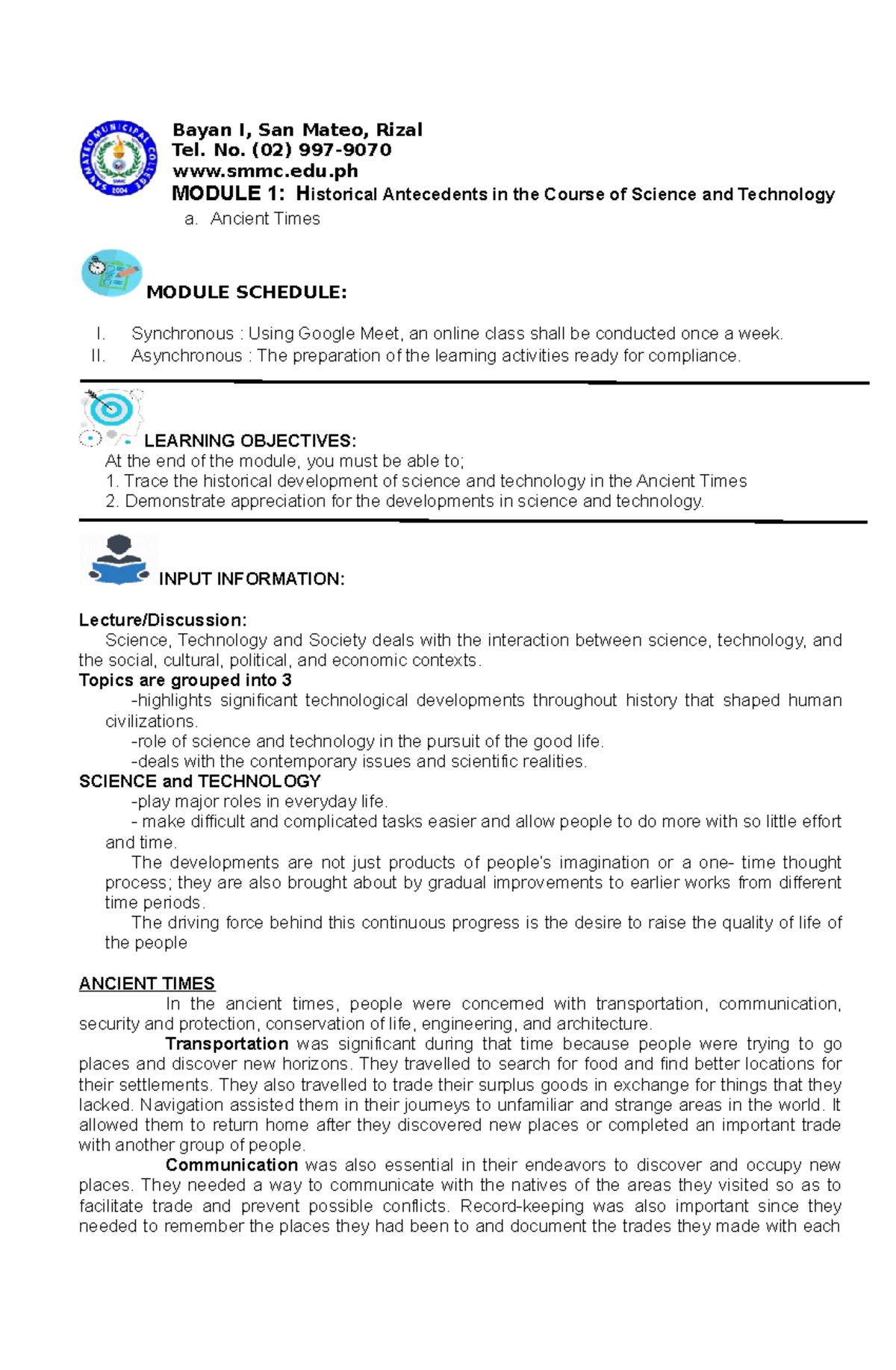 STS M1 - GE008 - Bachelor of Science Education - SMCM - Studocu