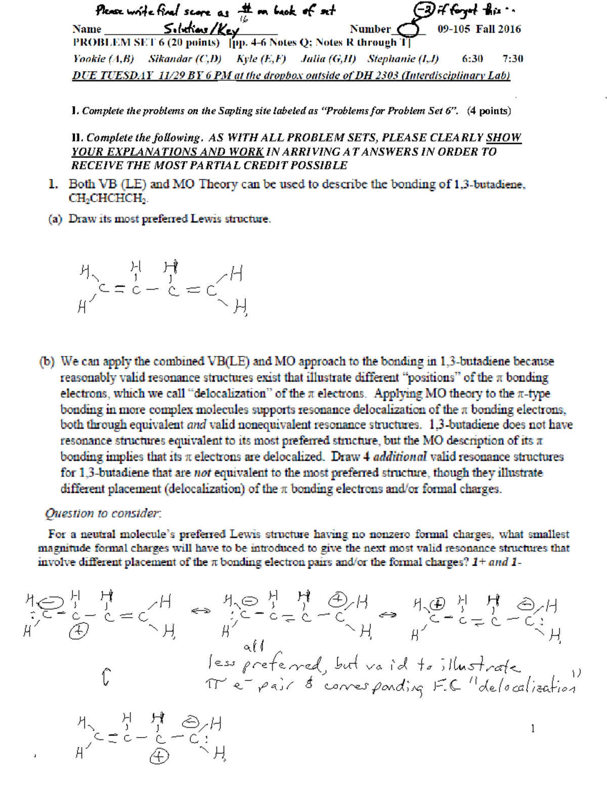 Key Problem Set 6 09 105 F 16 Name Number Problem Set Points Recitation Circle Below One Ta And One Time 09 105 Fall 15 Yookie Annie Eric Paul Meredith 30 Studocu