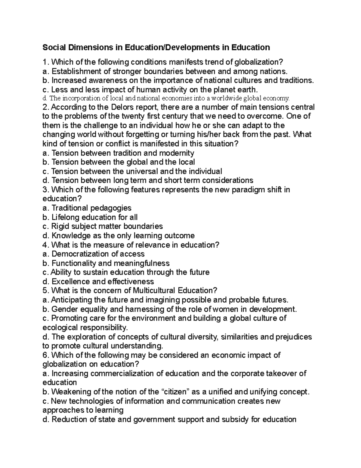 PROF ED Social Dimensions in Education - Social Dimensions in Education ...