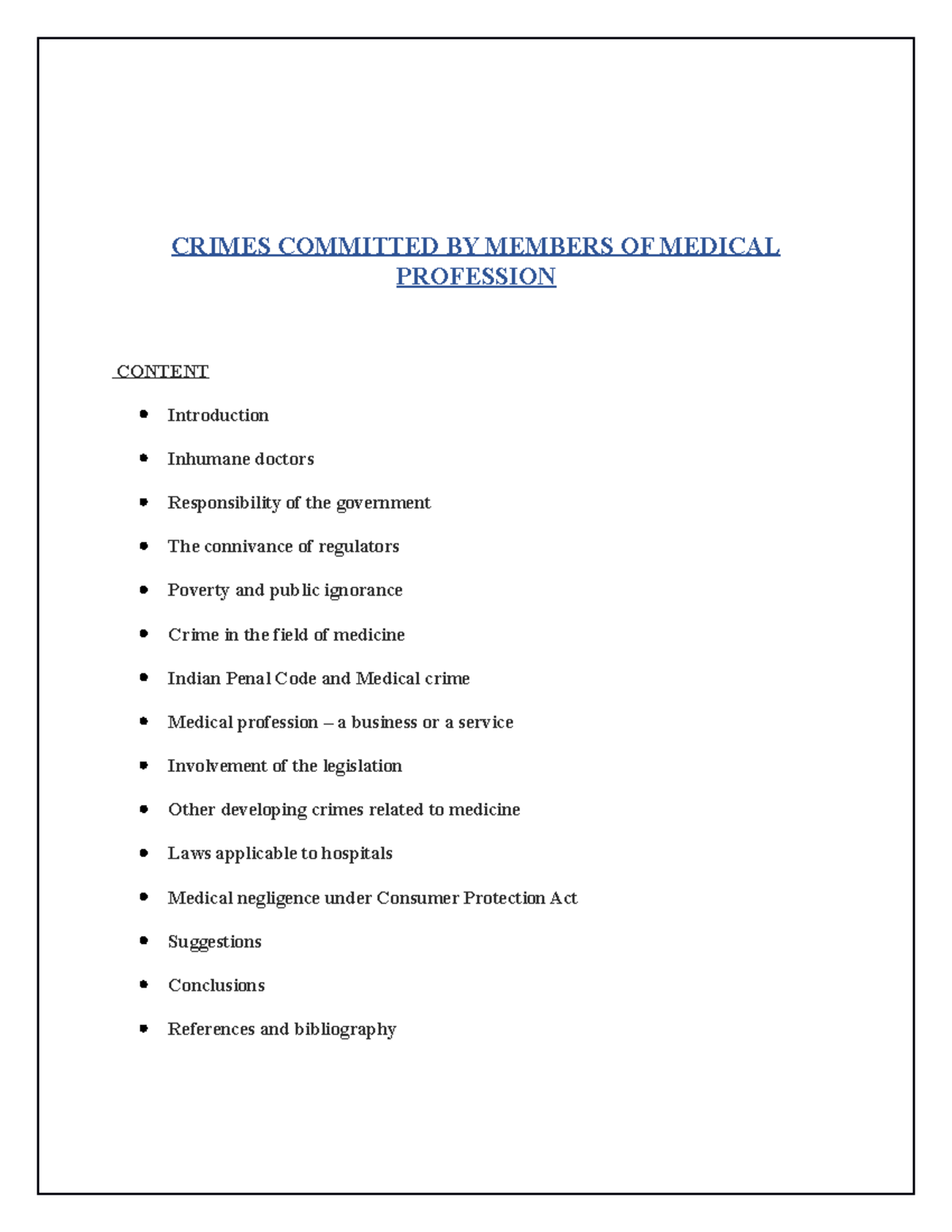 Crimes by medical professionals - CRIMES COMMITTED BY MEMBERS OF ...