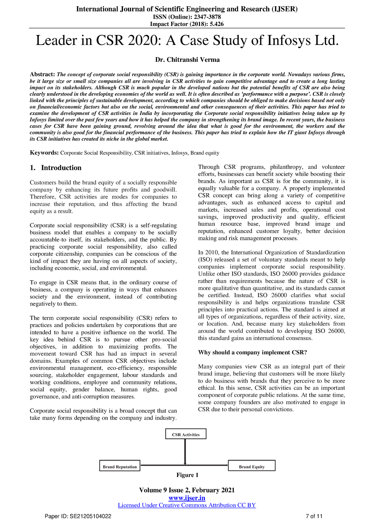 CSR Infosys - CSR - ISSN (Online): 2347- Impact Factor (2018): 5 ...