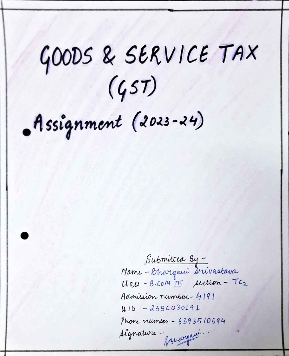 assignment on gst pdf