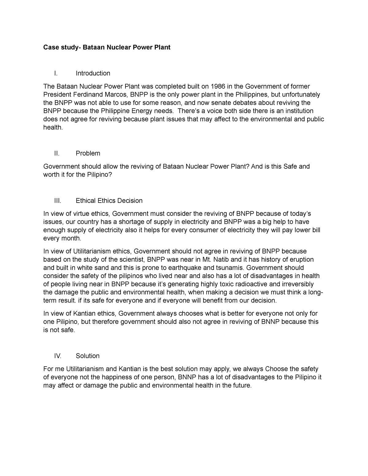 bataan nuclear power plant case study