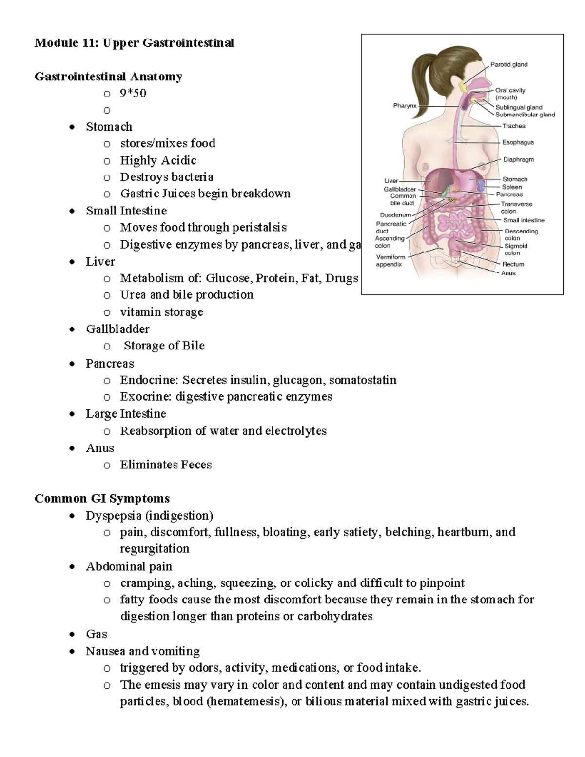 NUR 3985 Module 11 - Upper GI - Module 11: Upper Gastrointestinal ...