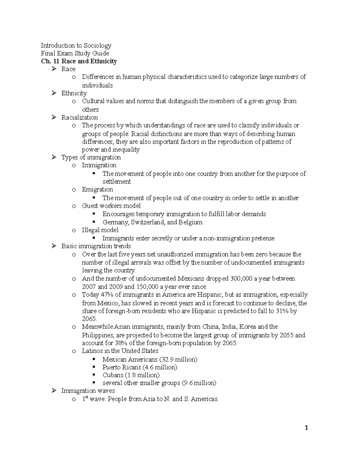 SOC 1 Final Exam Study Guide - Introduction To Sociology Final Exam ...