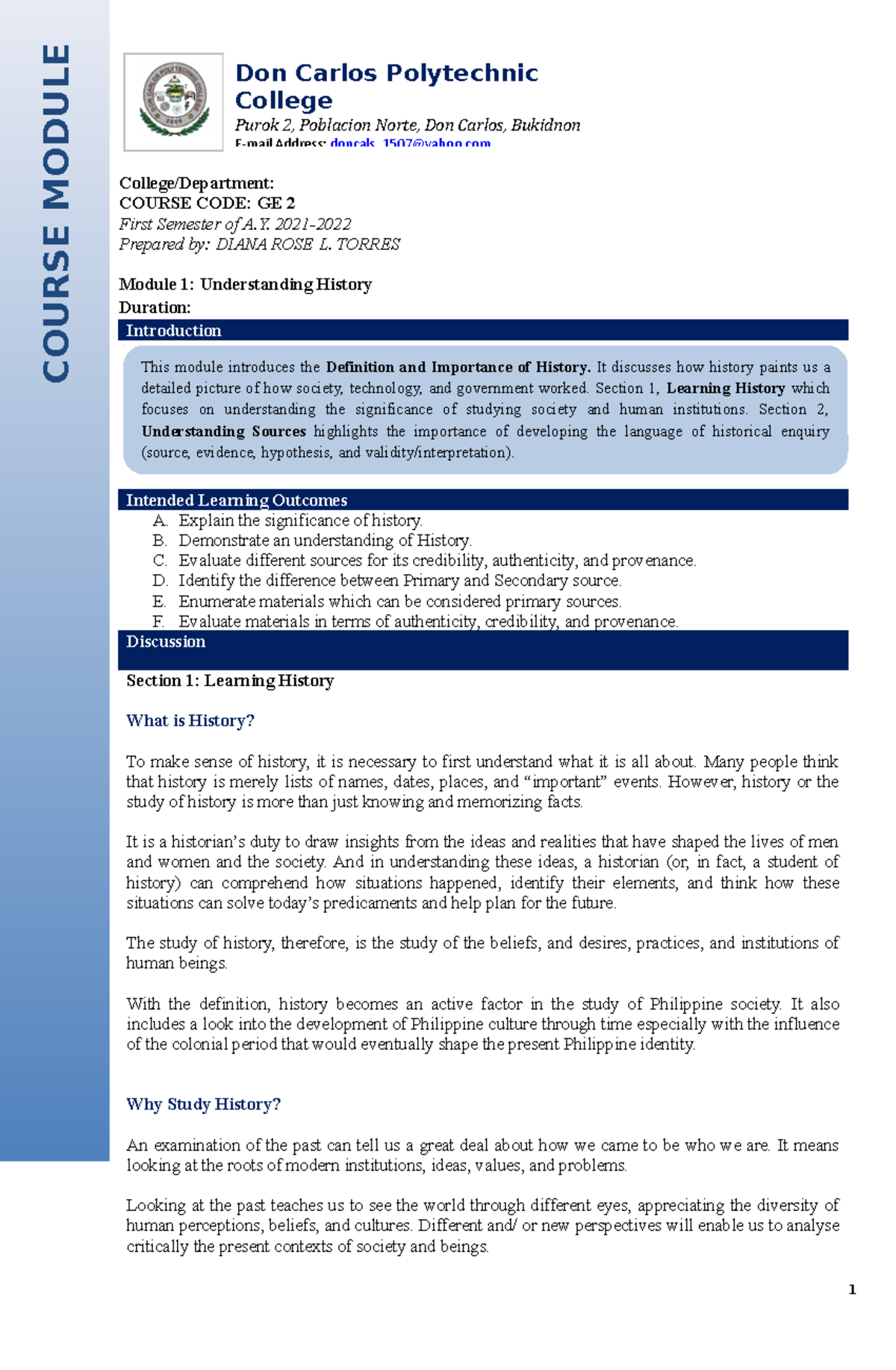 Module 10 GE2 History - 79 104 - CMU - Studocu