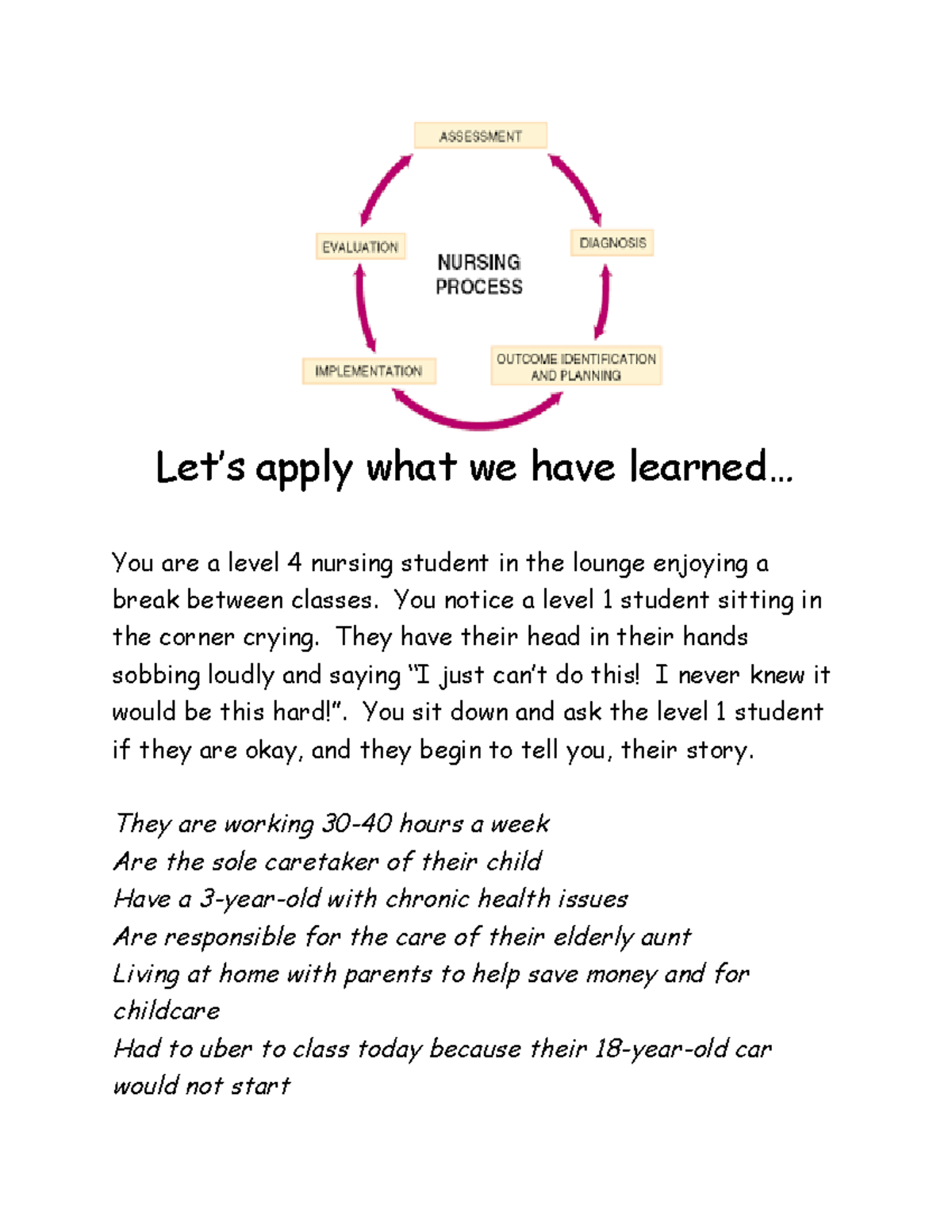 Application of Theory notes Let’s apply what we have learned... You