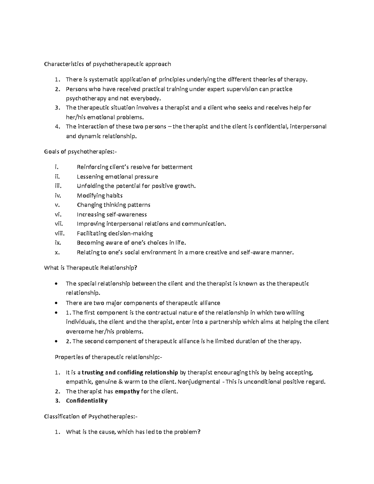 Therapeutic Approaches - Characteristics Of Psychotherapeutic Approach ...