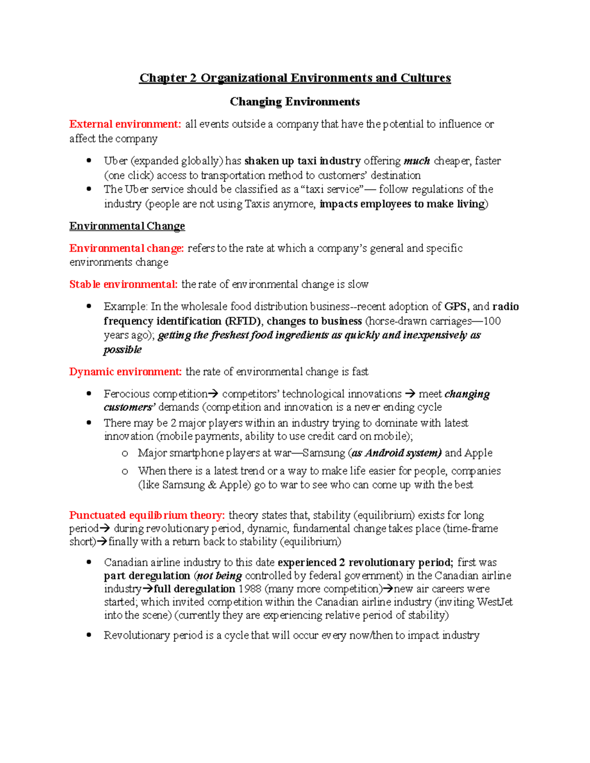 CH2 Key LECTURE NOTES - Chapter 2 Organizational Environments and ...