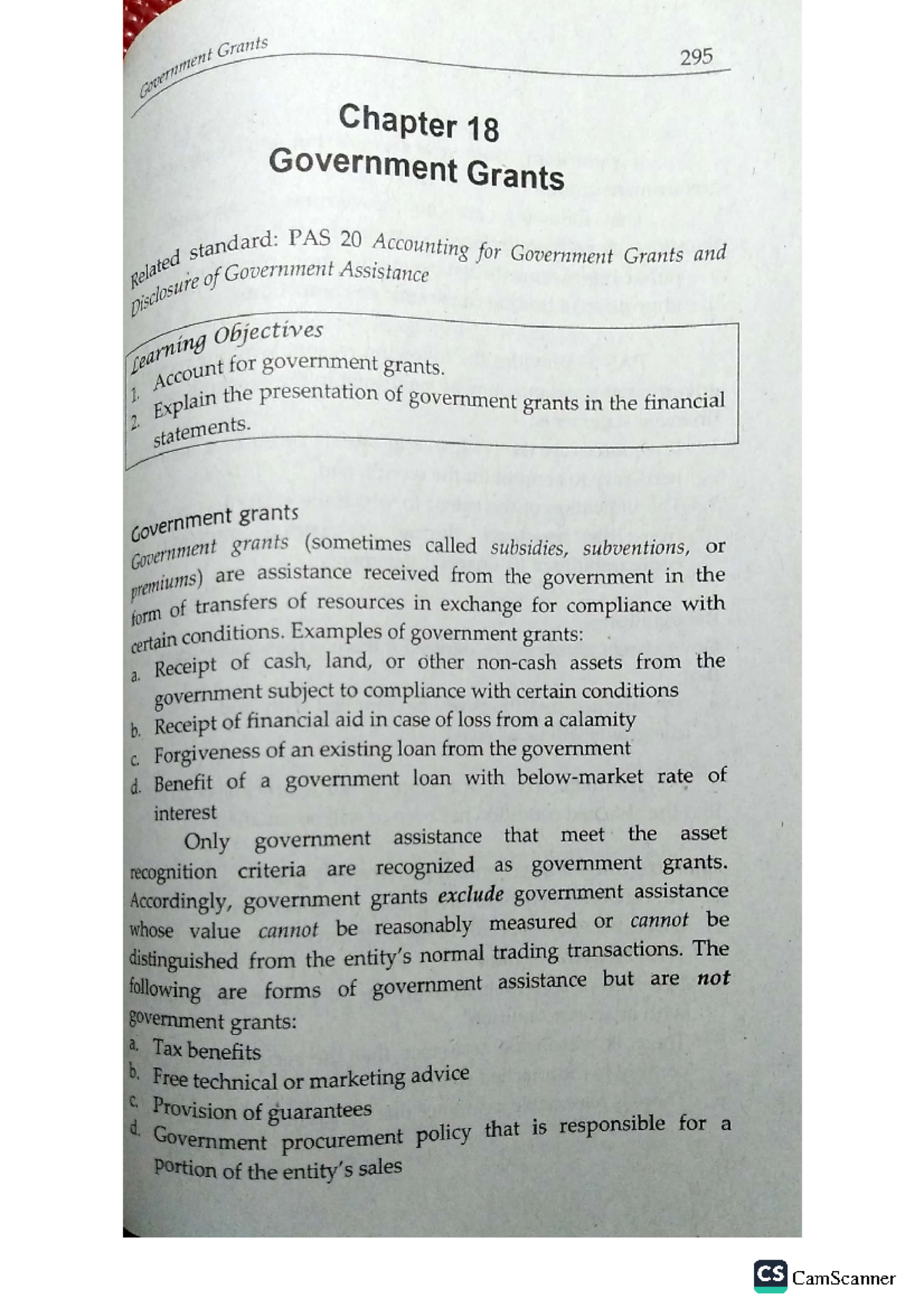 Government Grant Millan Conceptual Framework and Accounting Standards