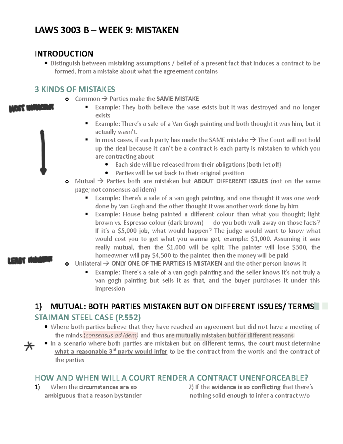 LAWS 3003 B - WEEK 9 LECTURE NOTES: THE THREE KINDS OF MISTAKES IN ...