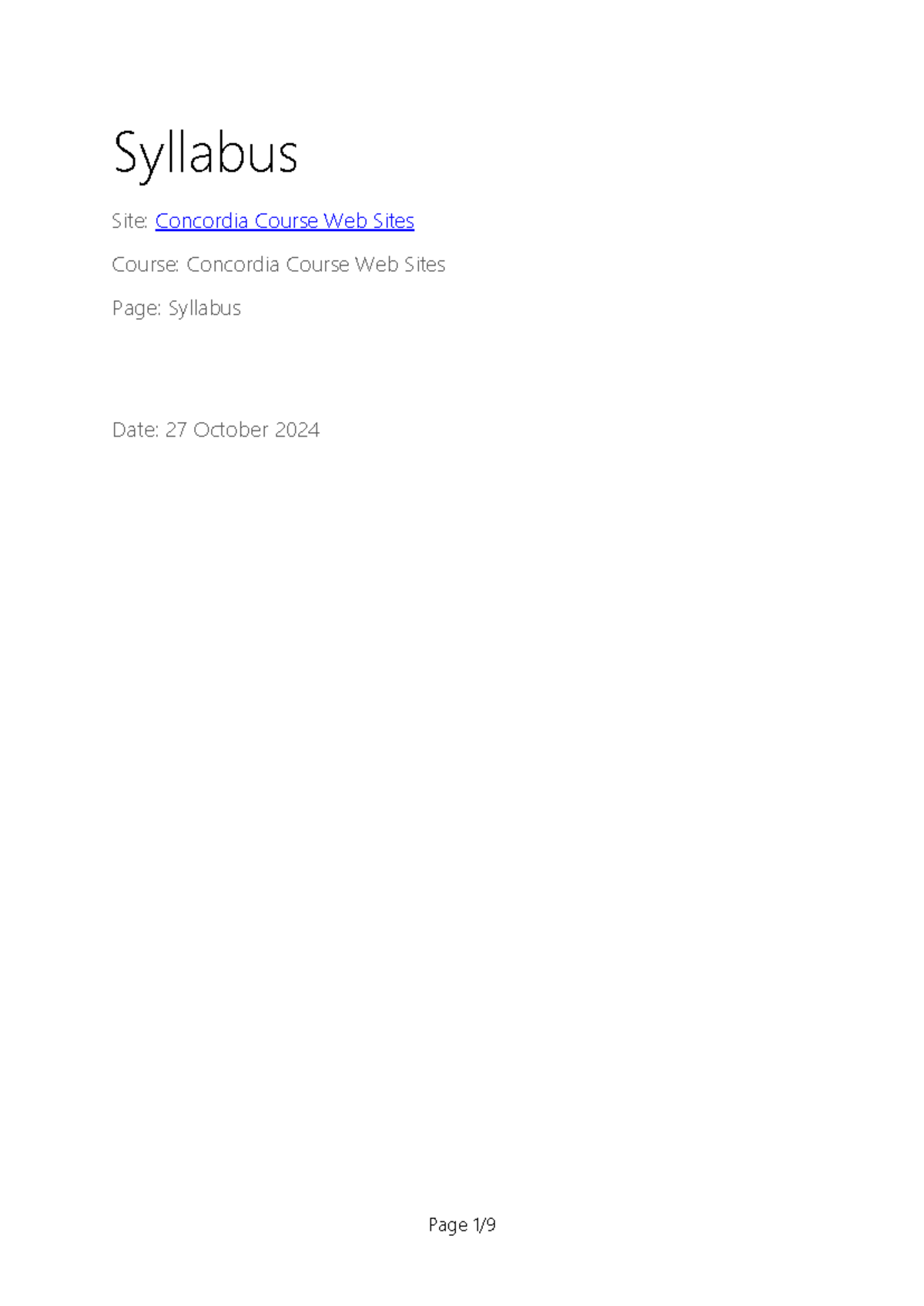 Syllabus - Syllabus Site: Concordia Course Web Sites Course: Concordia ...